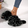 Faux fox fur slippers - stylish furry slippers for women, perfect for indoor and outdoor wear, non-slip, wholesale ladies' sandals