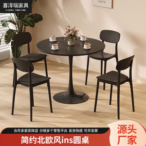 For home table and chair suit tulip dining table milk tea shop table and chair casual round table negotiation table seat table chair