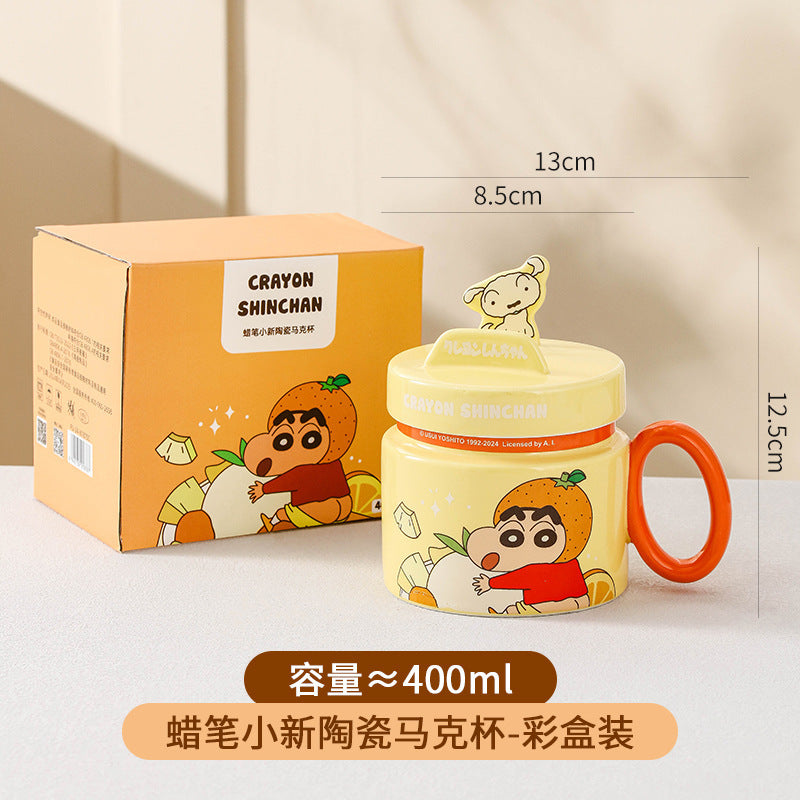 Crayon Xiaoxin Ceramic Cup with Lid with Handle Bracket Mug Office High Value Water Cup Gift Box