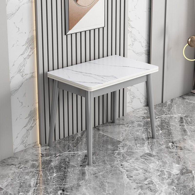 Foldable rock slab dining table - space-saving extendable solid wood dining set for small apartments - italian minimalist style