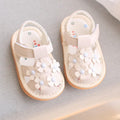 Baby girl sandals, princess style, girls' shoes, summer collection, infant first walkers, floral closed-toe shoes, elegant leather shoes