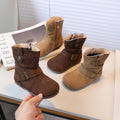 Girls' vintage suede martin boots western cowboy boots  autumn/winter new children's fashion ruched ankle boots