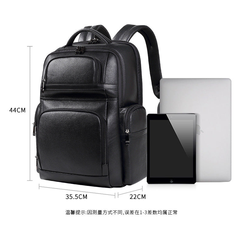 New leather men's backpack first layer cowhide computer bag large capacity men's bag premium business backpack gift bag