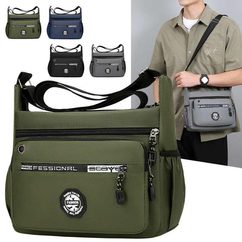 Cross-border multi-layer men's messenger bag 2025 new trend casual shoulder bag large-capacity work commuter storage bag