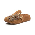Beautiful rhinestone fireworks bokenflats women's outwear2026new arrival thick sole toe-cap half-toe mules shoes