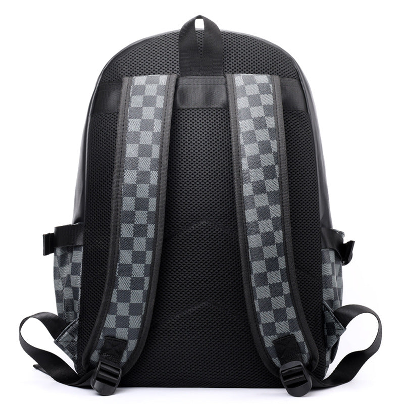 Business Trend Plaid Backpack Versatile Casual Men's Commuter Computer Backpack Large Capacity Travel Backpack School Bag