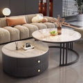 Rock slab coffee table modern casual solid wood round small apartment coffee table living room accessible luxuryfor home normcore folding marble