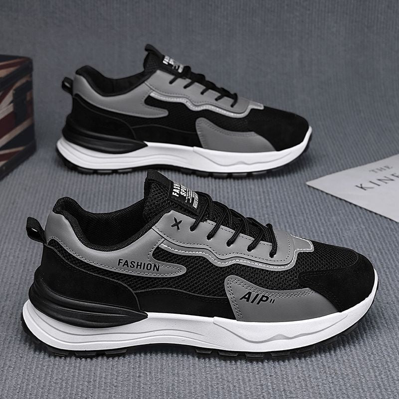 2025 new spring men's mesh breathable chunky sneakers - athletic, casual, trendy, thick-soled, height-increasing, work safety shoes for men