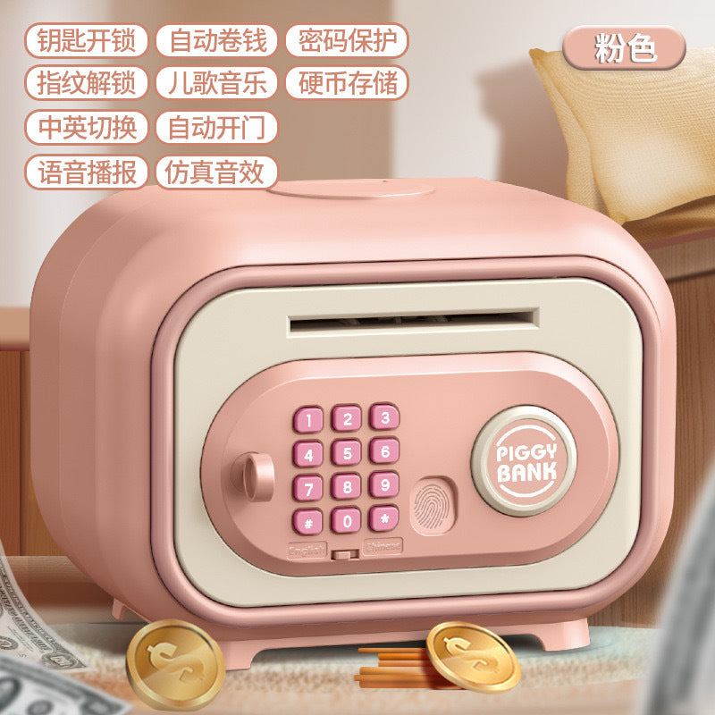 kids cartoon piggy bank multi-function large capacity dual-mode unlocking automatic sensor money-saving toy