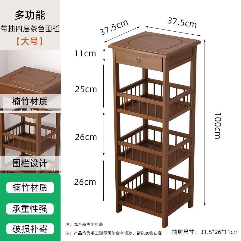 Tea table side tea cabinet living room sofa side cabinet small coffee table mahjong table corner table small square table storage rack bamboo bedroom