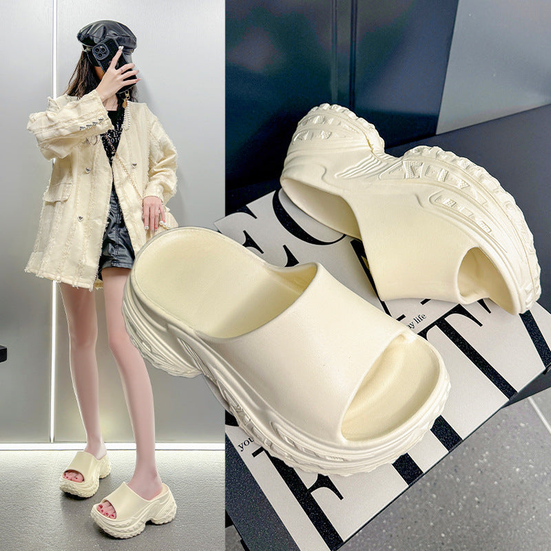 Women's summer 2025 new fashion outdoor wearable sandals & slippers - indoor home anti-slip thick sole high heel thong sandals