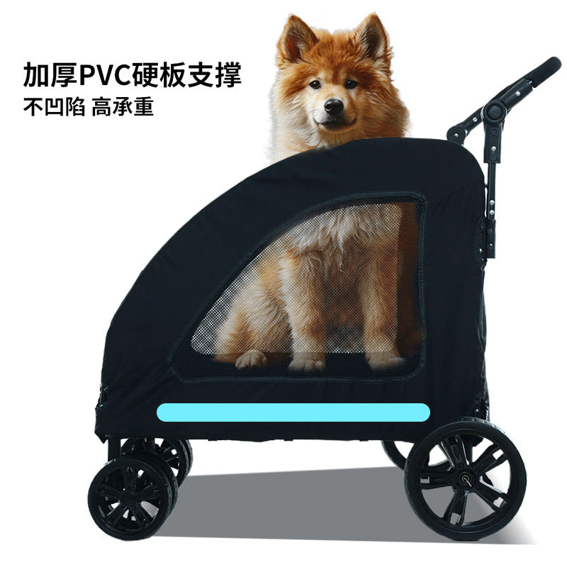 wholesale medium and large dog outdoor stroller pet stroller golden retriever giant dog foldable dog auxiliary stroller