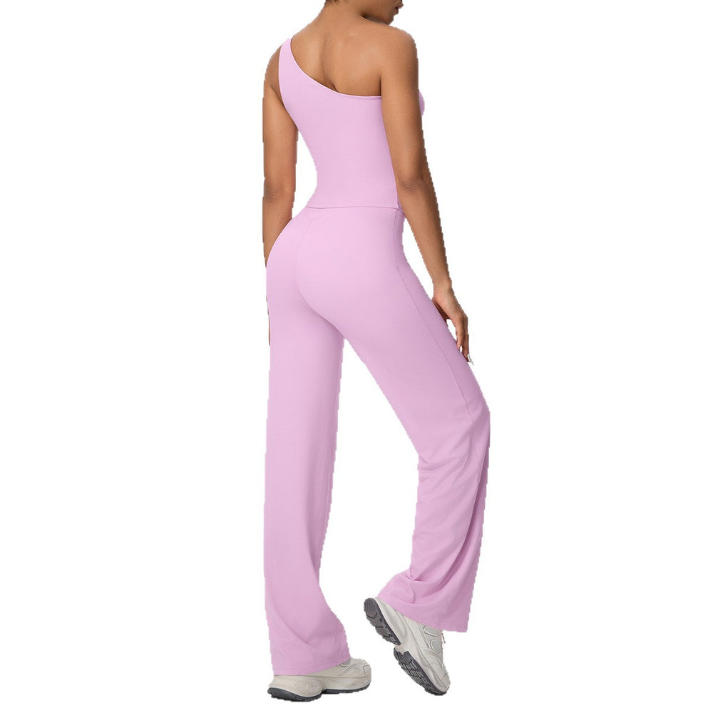 new cloud-like slimming peach hip yoga set - asymmetrical one-shoulder workout top & leggings - casual running & fitness outfit