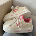 Dexun women's versatile casual sneakers - spring 2026 new collection: dopamine bread shoes, chunky platform white sneakers for students