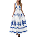 Amazon fashion v neck sleeveless suspender skirt women's  summer bohemia style beach vacation skirt