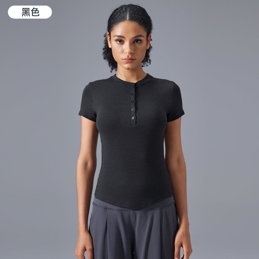 Modal yoga top - women's short sleeve, stretchy, comfortable, skin-friendly fitness t-shirt, slim fit, figure-flattering activewear top d25097