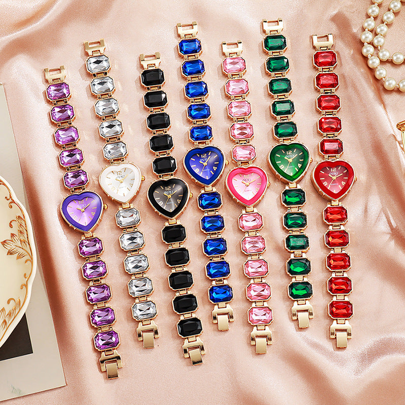 New arrival small sugar cube quartz watch cross-border hot selling heart-shaped elegant women's watch high-value women's bracelet watch