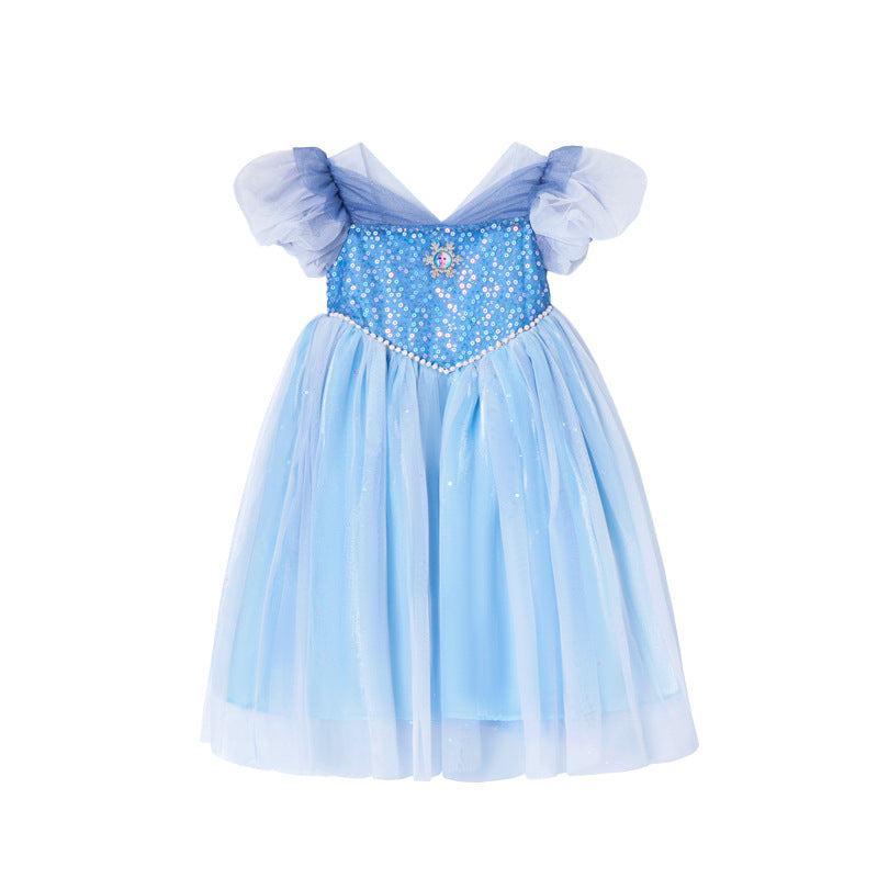 Girls' elsa princess dress -  summer new arrival - elsa gown with bow - frozen queen