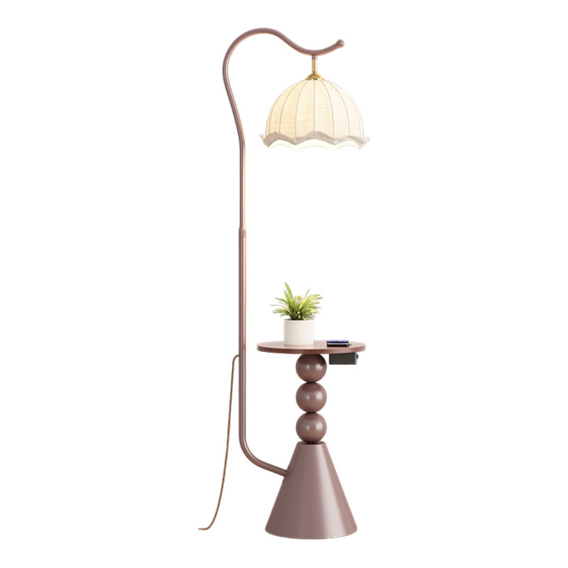 Living room floor lamp, high-end light luxury style shelf next to the sofa, american retro bedroom bedside counter lamp all in one