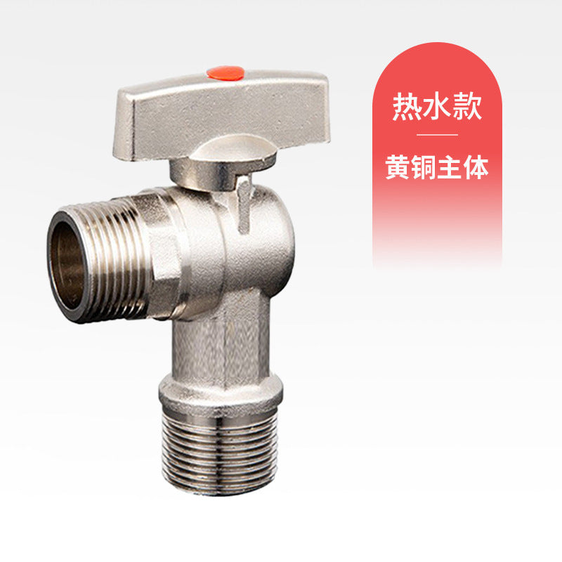 All copper large flow angle valve ball valve full open ball core triangle valve joint toilet water heater 4 points hot and cold water angle valve