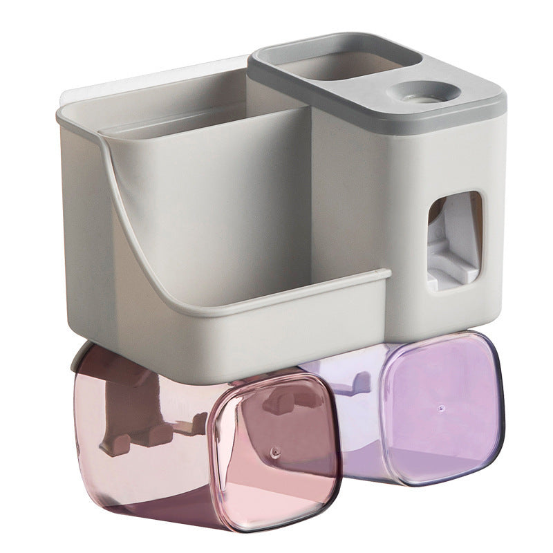 No punching toothbrush shelf tooth cup brush holder wall-mounted bathroom mouthwash cup wall-mounted toothset set