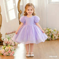 Girls' backless dress - new spring collection, european & american style, holiday party dress, kids' chic puff sleeve princess dress - cross-border e-commerce