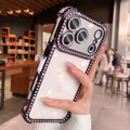 apple 17 pro max rhinestone phone case - four-corner full coverage, iphone 15 electroplated premium design