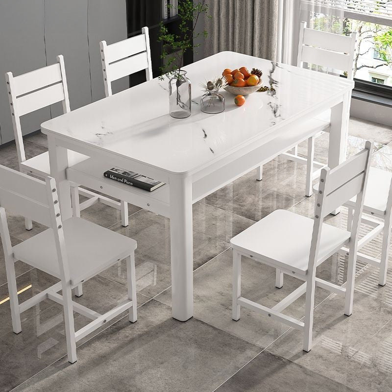 Modern tempered glass double-layer dining table and chair set - perfect for small spaces, home use, rental properties, and dining areas