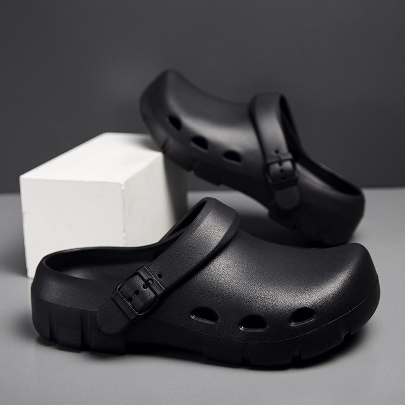 Foreign trade new Baotou Birkencool slippers women wear seaside beach hole shoes in summer versatile half-drag Muller shoes