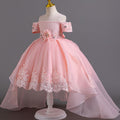 European and american new children's formal dress wedding lace train princess dress girls' piano performance dress girl dress