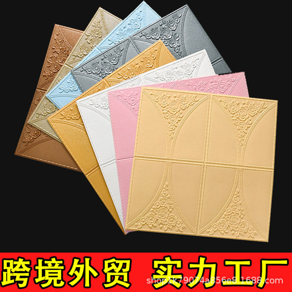 Wallpaper self-adhesive 3D three-dimensional wall sticker waterproof and moisture-proof soft bag background wall wallpaper dormitory bedroom room decoration sticker