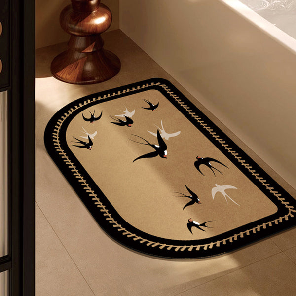 Medieval style bathroom floor mat, soft diatom mud, dirt-resistant and non-slip foot mat, French retro premium toilet mat