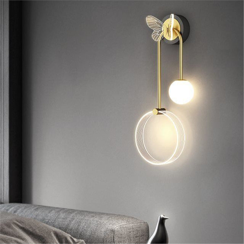 Wall lamp bedroom bedside lamp accessible luxury crown room decorative lamp casual modern aisle living room background wall lamp