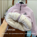 Kidsfleece-linedwinternew arrivalboys and girls school uniform topswinterheattechthickened winter stand collar outwear extra thick