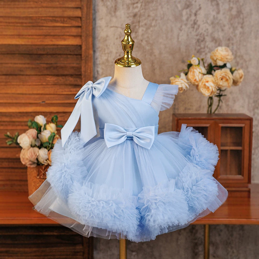 Dress mesh birthday kids dress trailing princess girl costume tutu skirt catwalk tutu piano costume