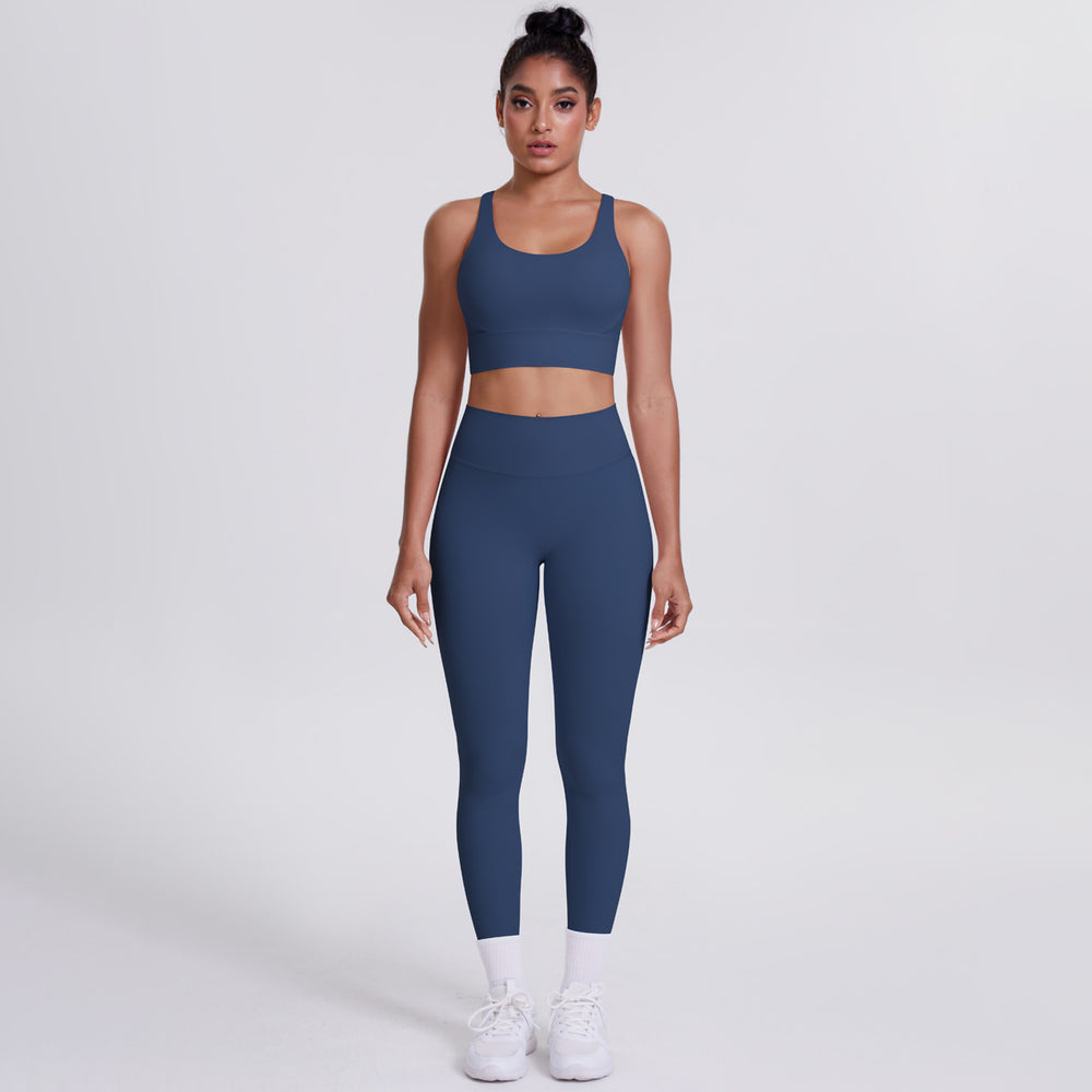 new brushed tight yoga wear cross-back sports bra suit cloud-like quick-drying running fitness wear
