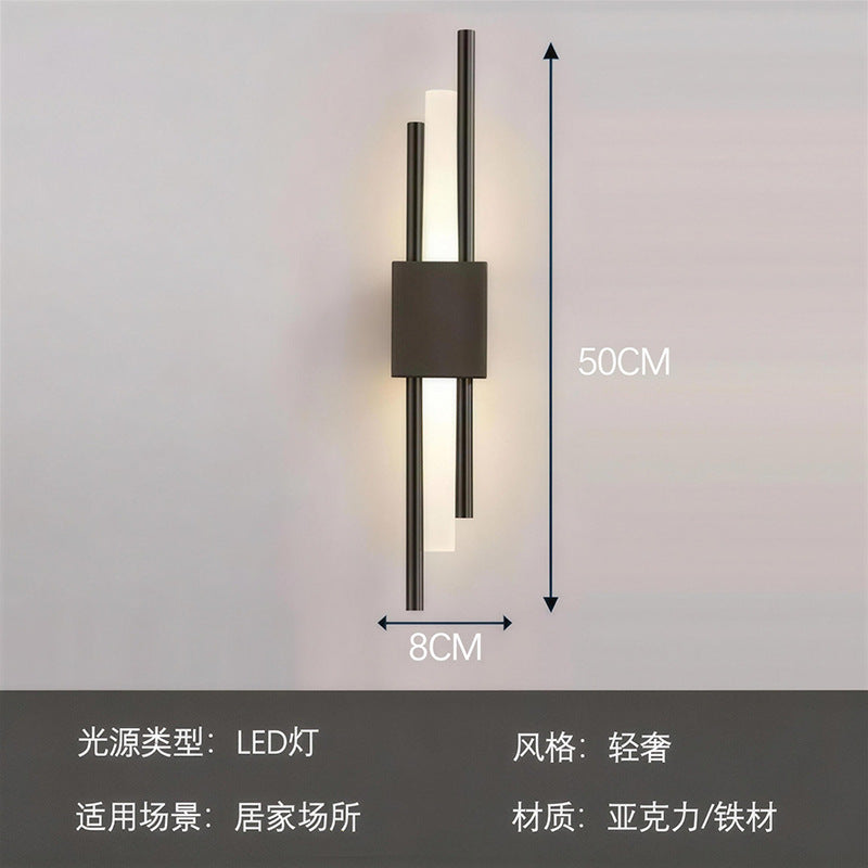 Italian normcore double pole long frosted soft light strip house staircase entrance living room background wall normcore linear wall lamp