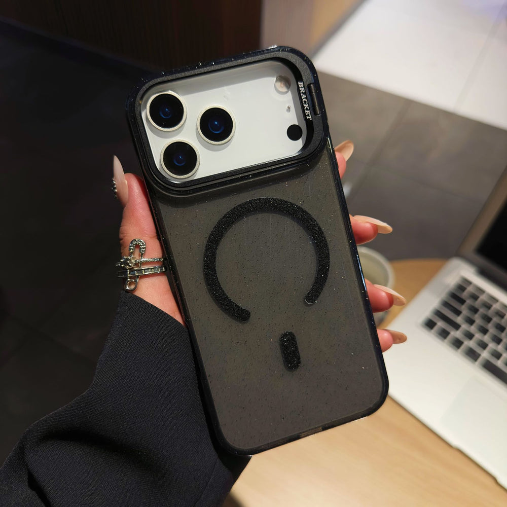 Minimalist glitter magnetic lens protection phone case - new design for iphone 17 pro max, ice americano style, compatible with iphone 13