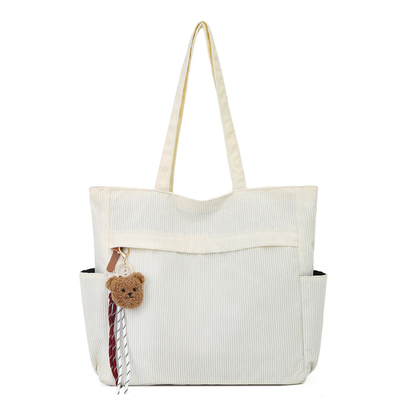 Corduroy large capacity women's bag new arrivalfashioneasiest for matchsatchel bag work clothing bag casual shoulder bag tote bag