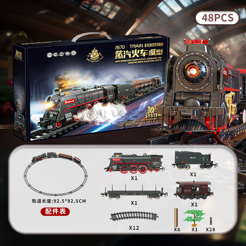 Retro steam train track suitartificial electric track train model toy cross-border nostalgic model