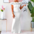 D3192 european and american cross-border women's fashion  new solid color mermaid dress with ruffle trim, slim-fit evening gown, african maxi dress