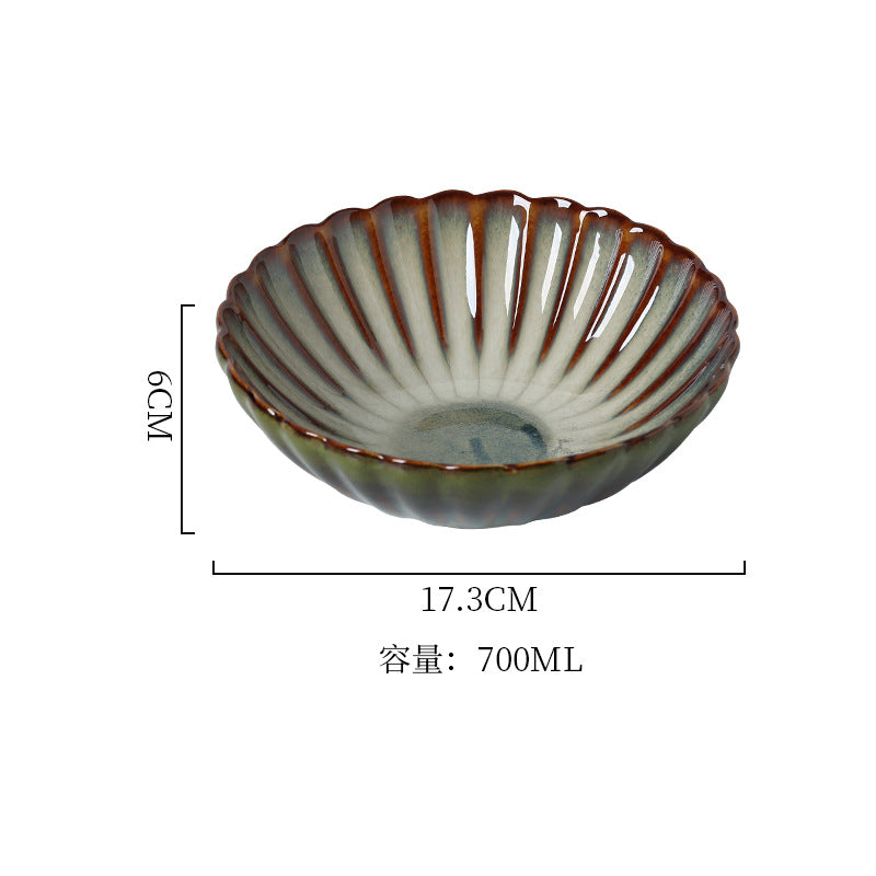 Japanese style ceramic bowls, plates, household high-looking rice bowls, soup bowls, dish sets, ins kiln turned into retro