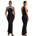 C7776 cross-border    new women's luxury beaded evening fishtail dress