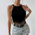 women's spring/summer new arrivals: elegant tassel tank top - cropped, slim-fit, and figure-flattering
