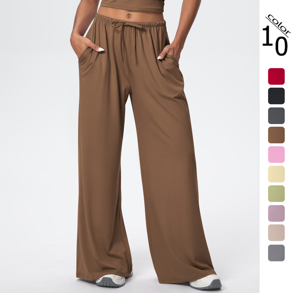 New arrival cross-border brushed pants drape drawstring pants loosecasual pants women's sports fitness elastic loose pants women