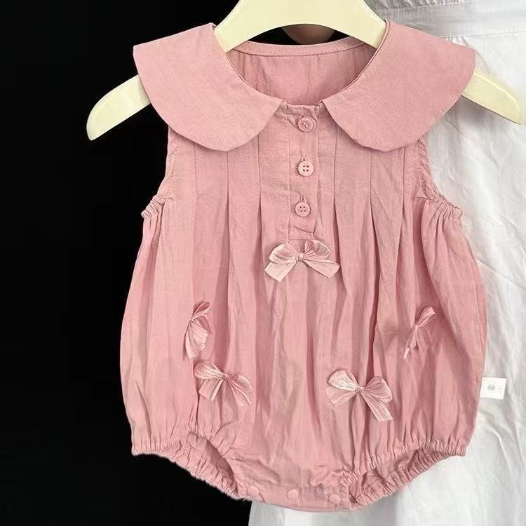 Baby girl's stylish princess-style triangle romper, sleeveless bodysuit for newborns and toddlers, lightweight summer clothing
