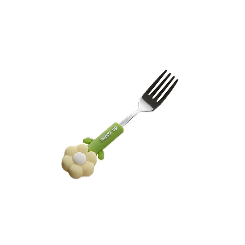 Cartoon tulip school portable 304 stainless steel cutlery set - cute dessert forks and spoons for kids