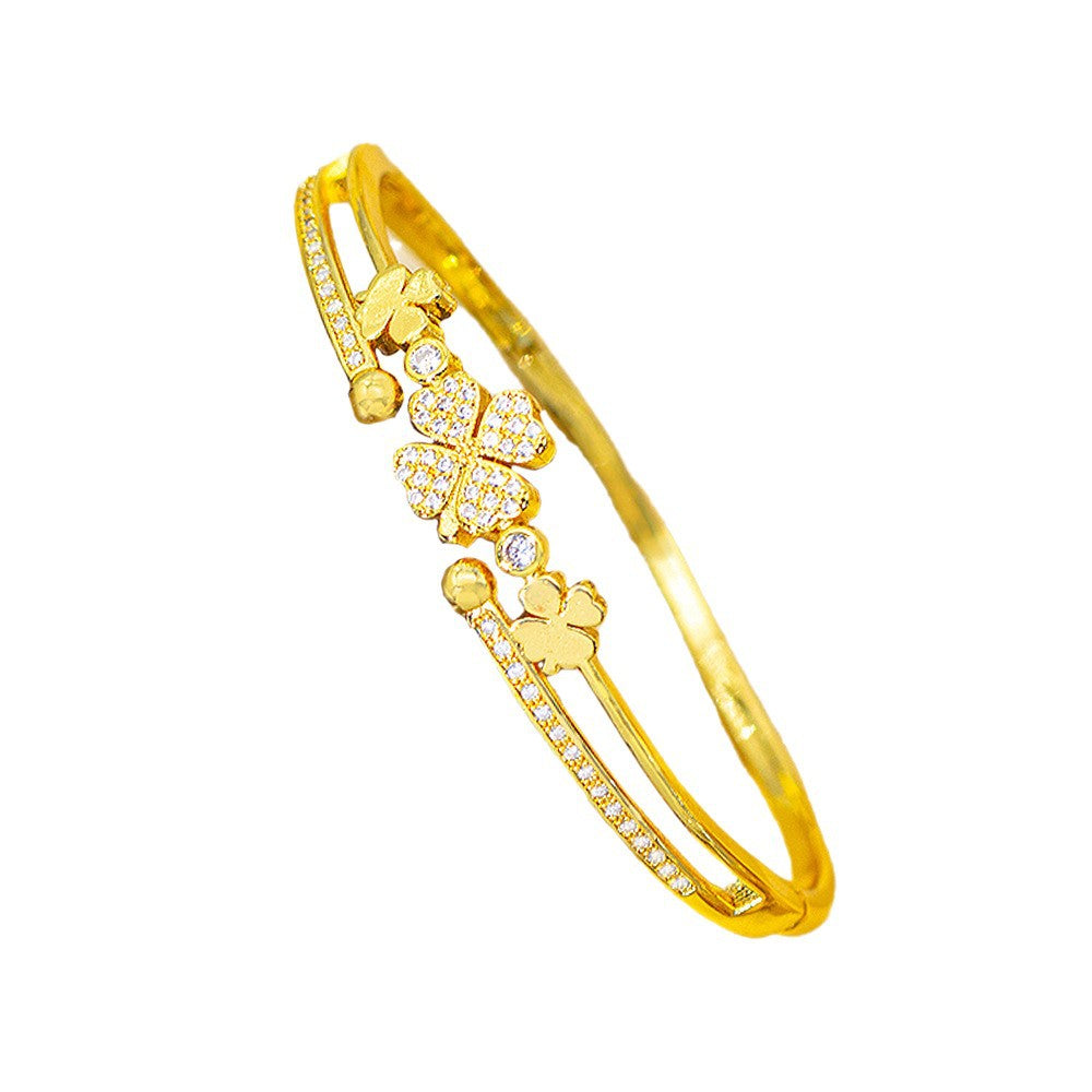 Bracelet female titanium steel fashion non-fading copper inlaid zirconium bracelet niche high-end fashion elegant jewelry wholesale hand jewelry