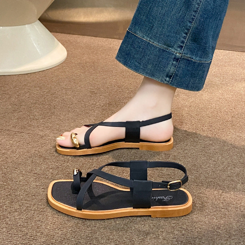 Summernew arrival ring roman sandals women's easiest for matchoutwear beach one-piece toe slippers elegant flip-flops