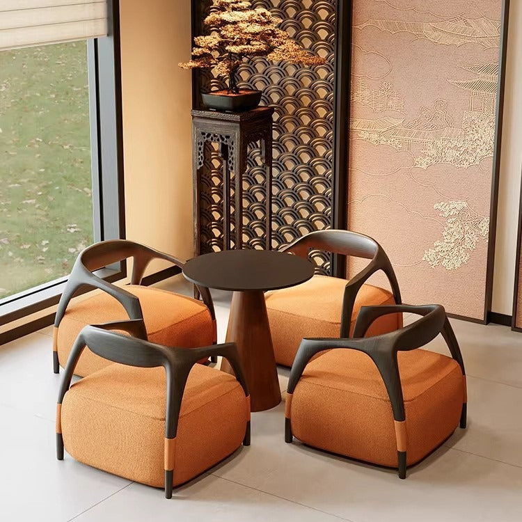 Nordic single sofa chair modern living room tech fabric leisure chair designer chair balcony japanese style solid wood sofa